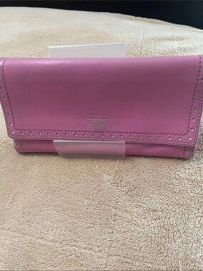 Coach Pink Leather Trifold Wallet